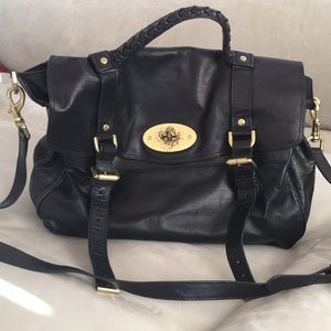 Mulberry Alexa in black. 14”long, 10” high, 4.5” wide